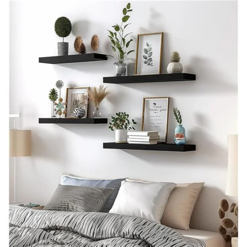 Wood Floating Shelves for Wall Decor, Rustic Wall Shelves for Bedroom Bathroom